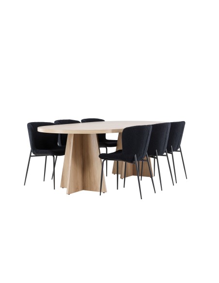 Matgrupp Bootcut med Modesto matstolar, 230 × 115 cm