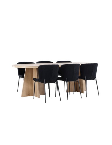 Matgrupp Bootcut med Modesto matstolar, 230 × 115 cm