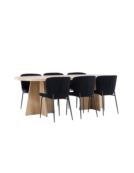 Matgrupp Bootcut med Modesto matstolar, 230 × 115 cm