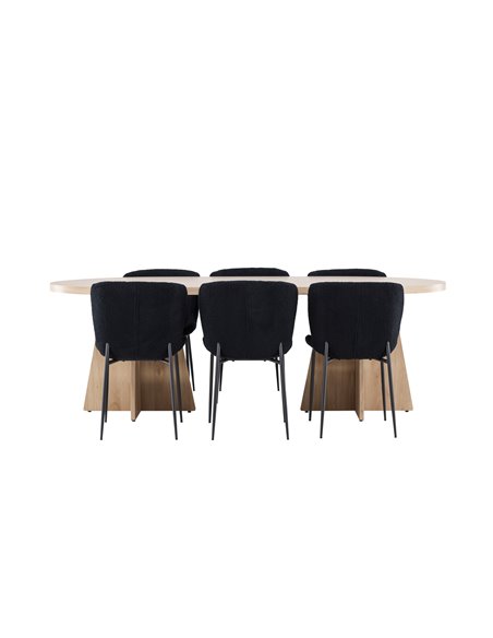 Matgrupp Bootcut med Modesto matstolar, 230 × 115 cm