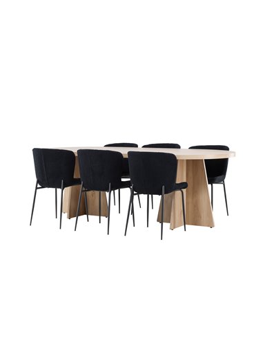 Matgrupp Bootcut med Modesto matstolar, 230 × 115 cm