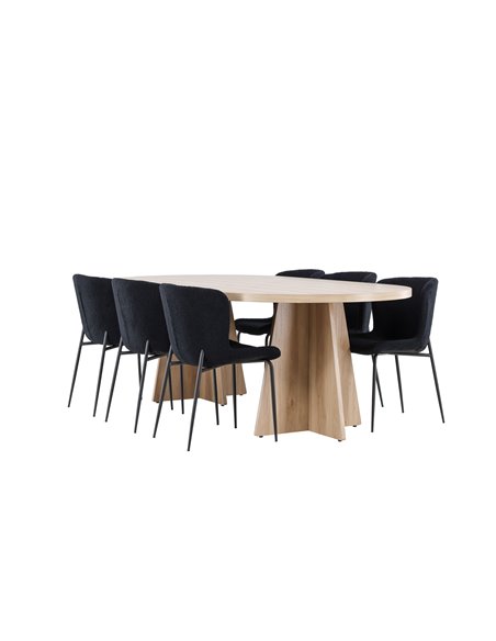 Matgrupp Bootcut med Modesto matstolar, 230 × 115 cm