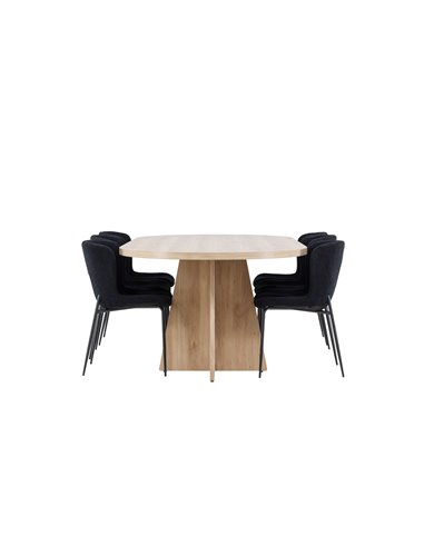 Matgrupp Bootcut med Modesto matstolar, 230 × 115 cm