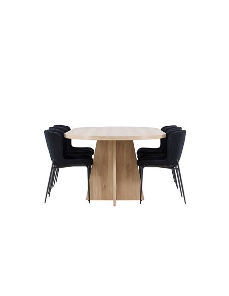 Matgrupp Bootcut med Modesto matstolar, 230 × 115 cm