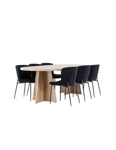 Matgrupp Bootcut med Modesto matstolar, 230 × 115 cm