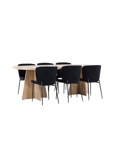 Matgrupp Bootcut med Modesto matstolar, 230 × 115 cm