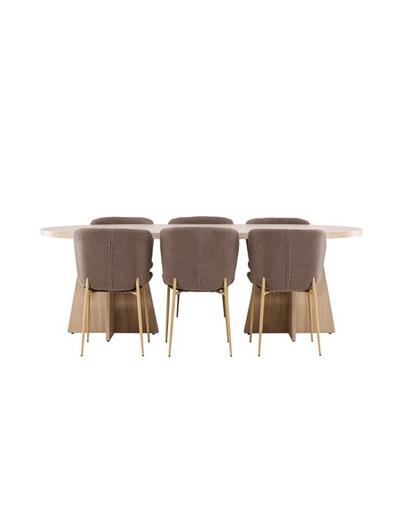 Matgrupp Bootcut med Modesto matstolar, 230 × 115 cm