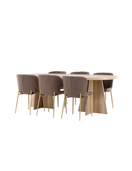 Matgrupp Bootcut med Modesto matstolar, 230 × 115 cm