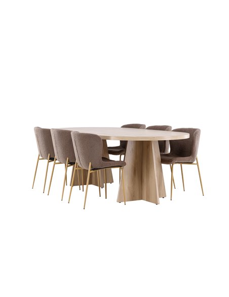Matgrupp Bootcut med Modesto matstolar, 230 × 115 cm