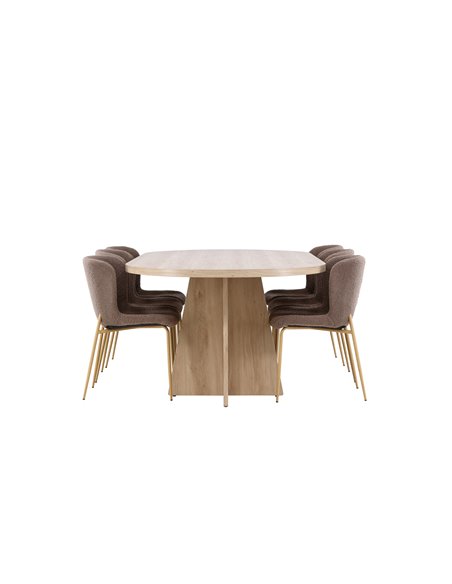 Matgrupp Bootcut med Modesto matstolar, 230 × 115 cm