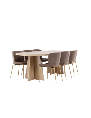 Matgrupp Bootcut med Modesto matstolar, 230 × 115 cm