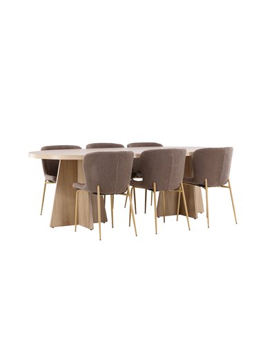 Matgrupp Bootcut med Modesto matstolar, 230 × 115 cm