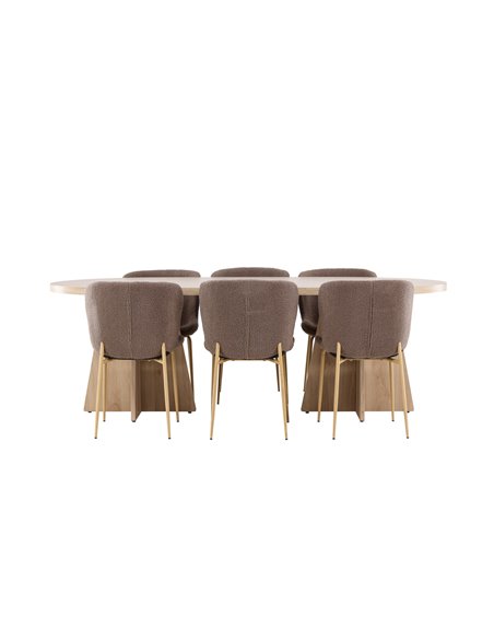 Matgrupp Bootcut med Modesto matstolar, 230 × 115 cm