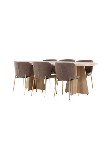 Matgrupp Bootcut med Modesto matstolar, 230 × 115 cm