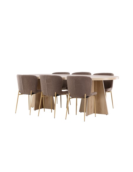 Matgrupp Bootcut med Modesto matstolar, 230 × 115 cm
