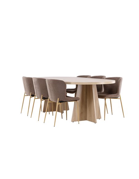 Matgrupp Bootcut med Modesto matstolar, 230 × 115 cm