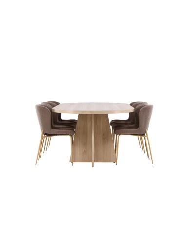 Matgrupp Bootcut med Modesto matstolar, 230 × 115 cm