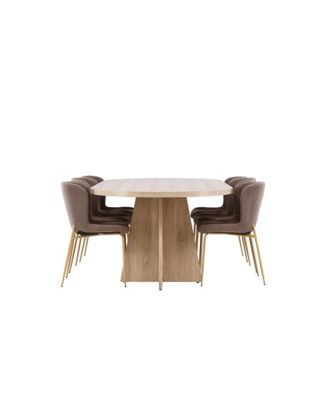 Matgrupp Bootcut med Modesto matstolar, 230 × 115 cm