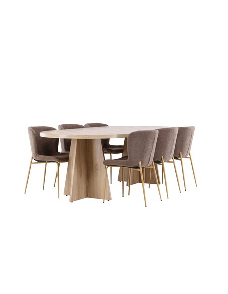 Matgrupp Bootcut med Modesto matstolar, 230 × 115 cm
