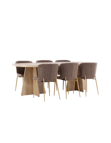 Matgrupp Bootcut med Modesto matstolar, 230 × 115 cm