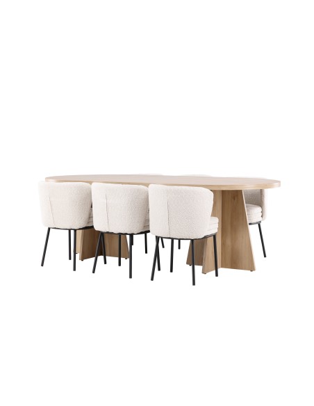 Matgrupp Bootcut med Agnes matstolar, 230 × 115 cm