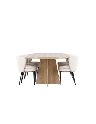 Matgrupp Bootcut med Agnes matstolar, 230 × 115 cm