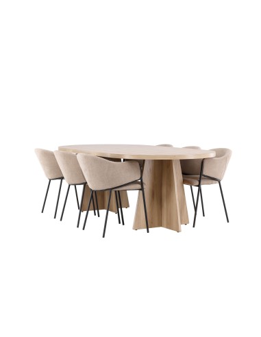 Matgrupp Bootcut med Evelina matstolar, 230 × 115 cm