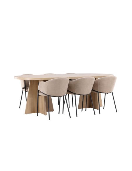Matgrupp Bootcut med Evelina matstolar, 230 × 115 cm