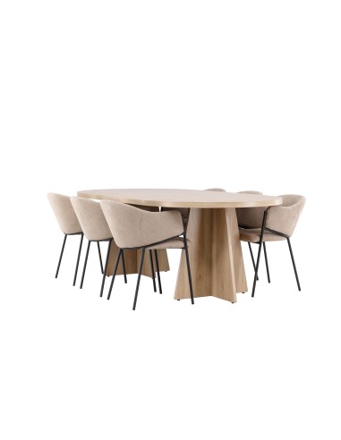 Matgrupp Bootcut med Evelina matstolar, 230 × 115 cm