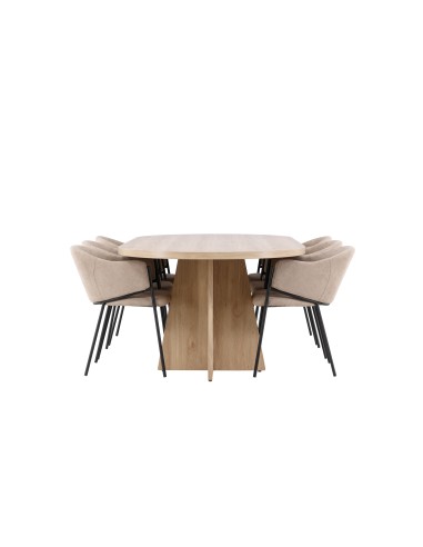Matgrupp Bootcut med Evelina matstolar, 230 × 115 cm