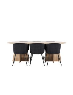 Matgrupp Bootcut med Berit matstolar, 230 × 115 cm