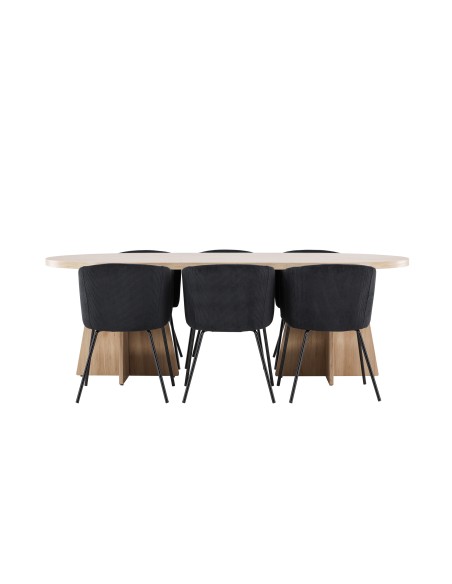 Matgrupp Bootcut med Berit matstolar, 230 × 115 cm