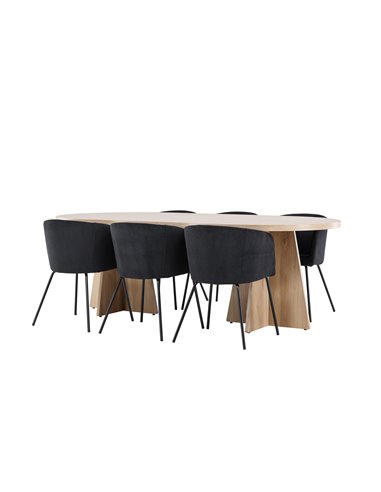 Matgrupp Bootcut med Berit matstolar, 230 × 115 cm