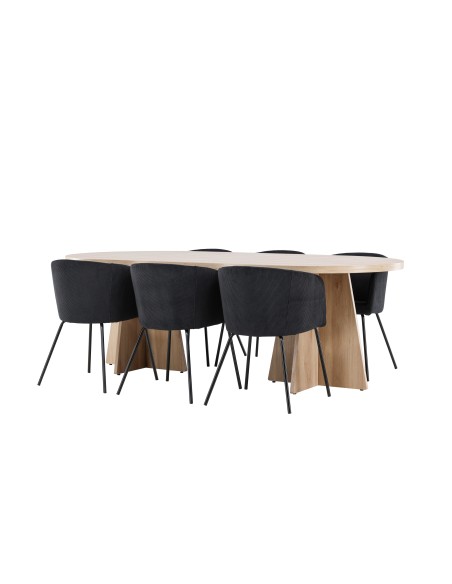Matgrupp Bootcut med Berit matstolar, 230 × 115 cm