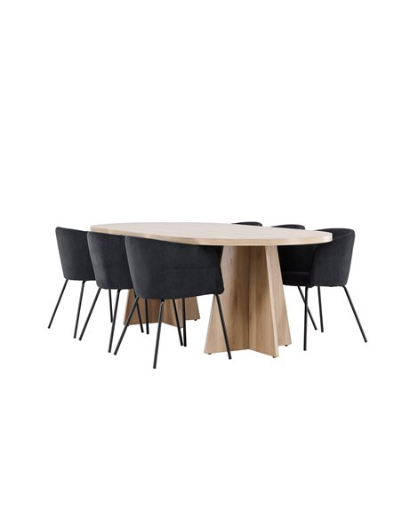 Matgrupp Bootcut med Berit matstolar, 230 × 115 cm