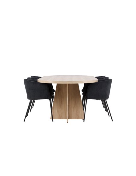 Matgrupp Bootcut med Berit matstolar, 230 × 115 cm