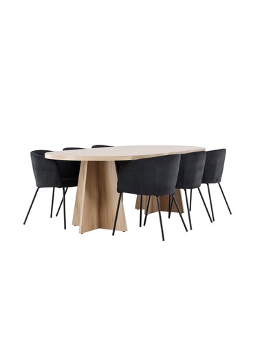 Matgrupp Bootcut med Berit matstolar, 230 × 115 cm