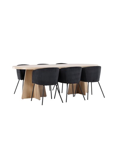 Matgrupp Bootcut med Berit matstolar, 230 × 115 cm