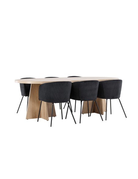 Matgrupp Bootcut med Berit matstolar, 230 × 115 cm