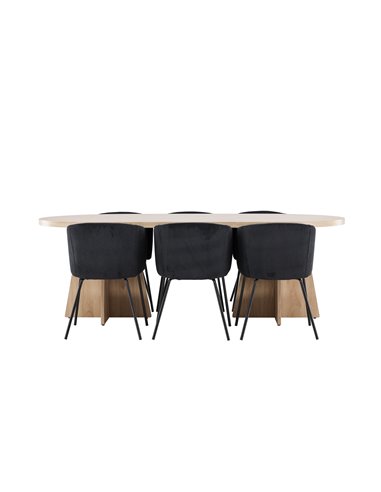 Matgrupp Bootcut med Berit matstolar, 230 × 115 cm