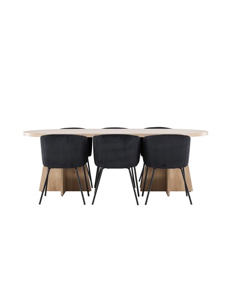 Matgrupp Bootcut med Berit matstolar, 230 × 115 cm