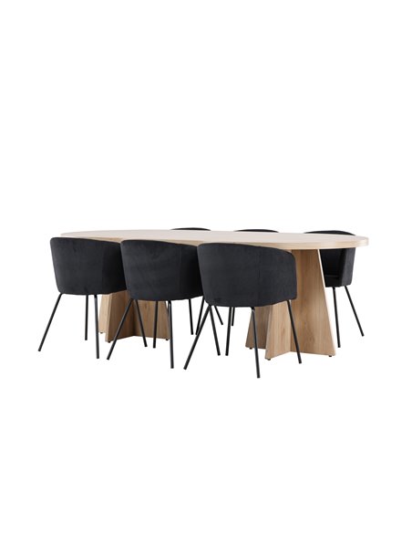 Matgrupp Bootcut med Berit matstolar, 230 × 115 cm