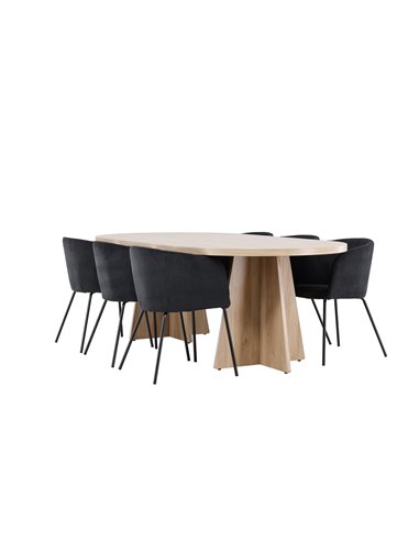 Matgrupp Bootcut med Berit matstolar, 230 × 115 cm