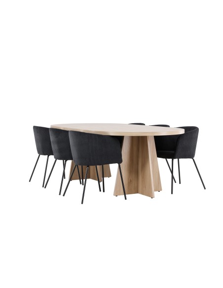 Matgrupp Bootcut med Berit matstolar, 230 × 115 cm