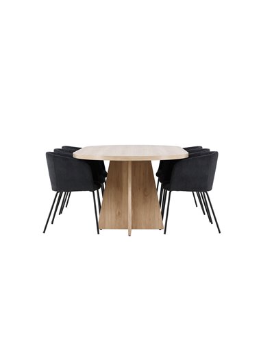 Matgrupp Bootcut med Berit matstolar, 230 × 115 cm