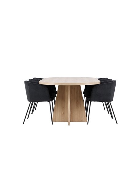 Matgrupp Bootcut med Berit matstolar, 230 × 115 cm
