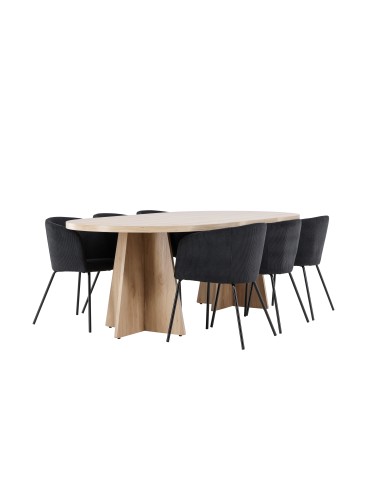 Matgrupp Bootcut med Berit matstolar, 230 × 115 cm