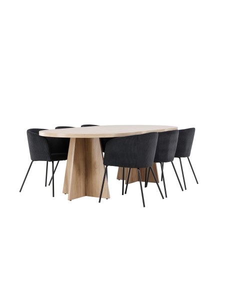 Matgrupp Bootcut med Berit matstolar, 230 × 115 cm