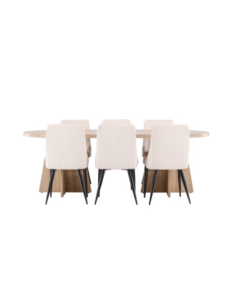 Matgrupp Bootcut med Leone matstolar, 230 × 115 cm
