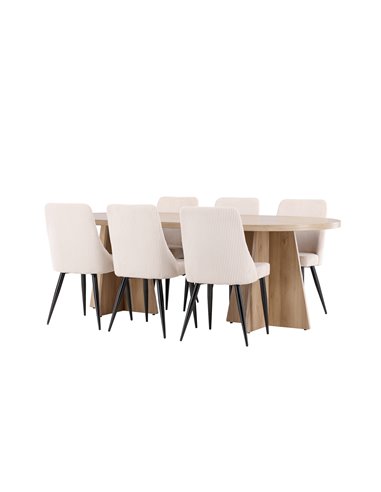 Matgrupp Bootcut med Leone matstolar, 230 × 115 cm
